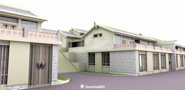 Sketchup规划模型|民居规划，古典风格