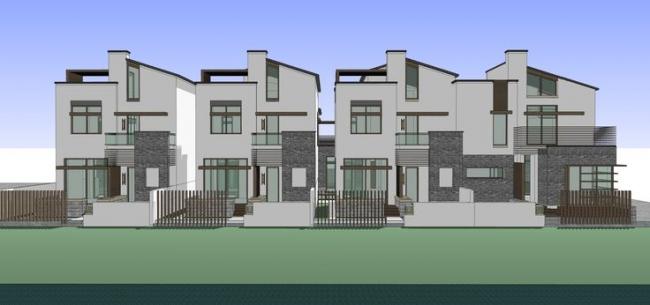 Sketchup别墅模型|联排别墅，朱家角住宅，新中式风格