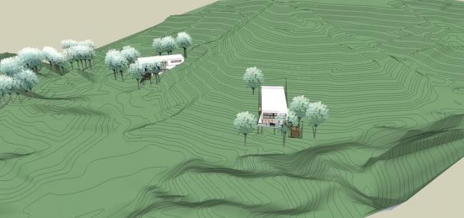 Sketchup别墅模型|山地独栋别墅，现代风格