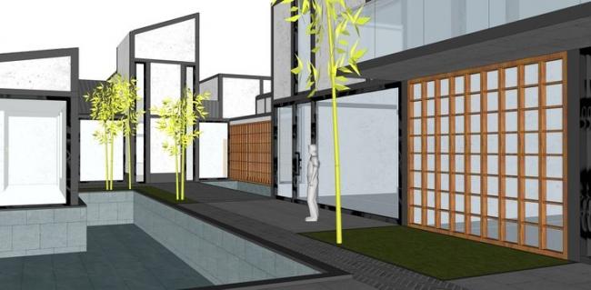 Sketchup别墅模型|苏博式别墅院落，新中式风格