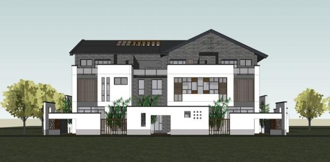 Sketchup别墅模型|叠拼别墅，住宅，仿古，中式风格