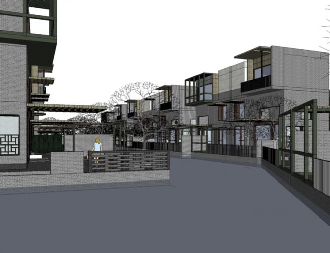 Sketchup别墅模型|联排别墅，深圳万科第五园，新中式风格，徽派建筑