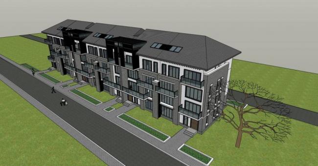 Sketchup别墅模型|联排别墅，中式风格