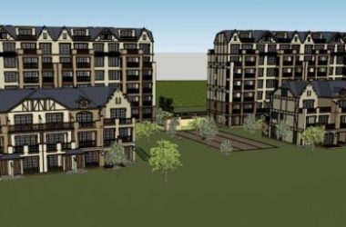 Sketchup别墅模型|联排别墅，德式风格，多层花园洋房，底层商业，西方新古典-BIM建筑网