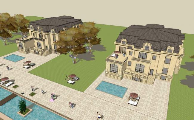 Sketchup别墅模型|独栋别墅，欧式，古典风格