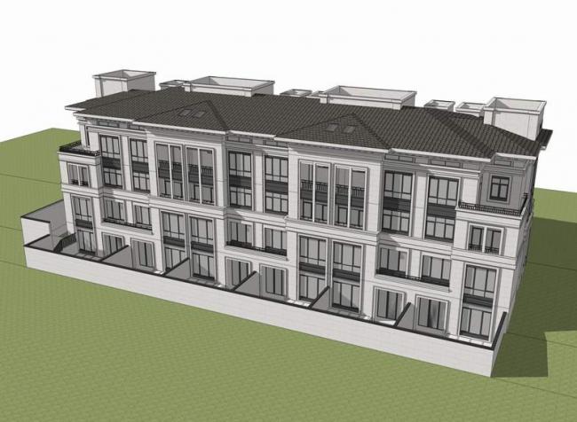 Sketchup别墅模型|叠拼别墅，联排别墅，简欧式