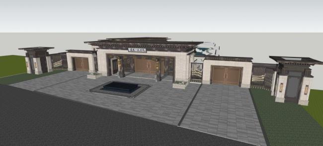 Sketchup别墅模型|别墅，中式风格，花园洋房