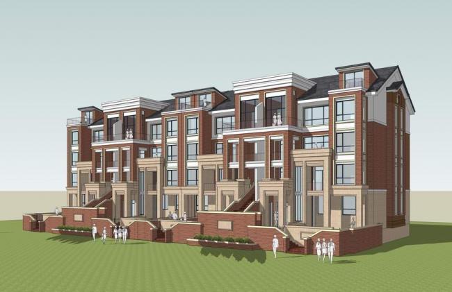 Sketchup别墅模型|多层住宅，叠拼别墅，洋房，新古典风格，中西混搭