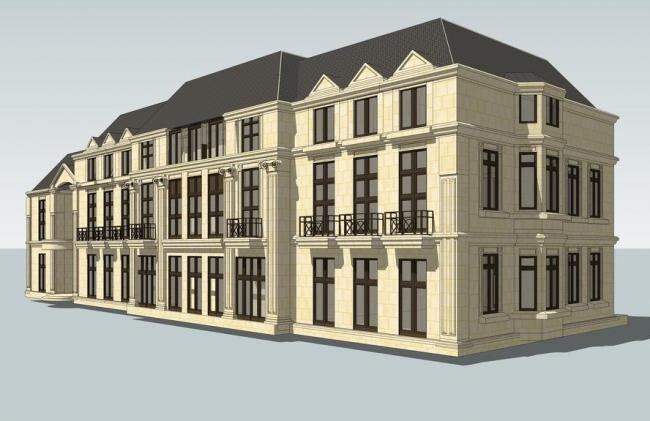 Sketchup别墅模型|联排别墅，国恒西溪公馆，法式