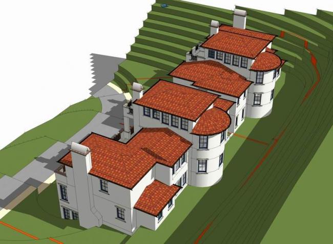 Sketchup别墅模型|双拼别墅，西班牙，地中海风格