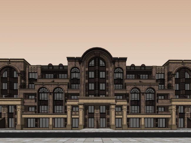 Sketchup别墅模型|联排别墅，西方新古典，花园洋房