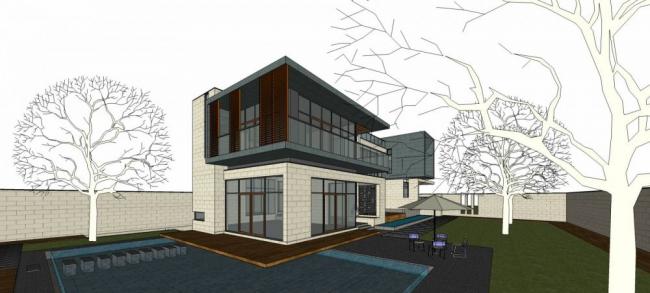 Sketchup别墅模型|独栋别墅，现代风格，庭院别墅，多层居住建筑