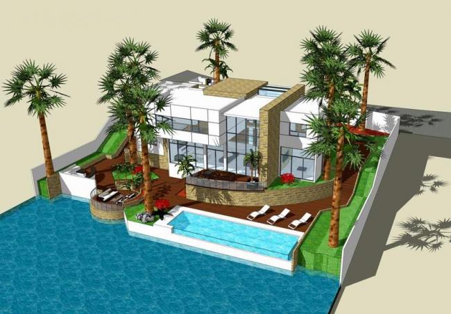 Sketchup别墅模型|独栋别墅，现代风格