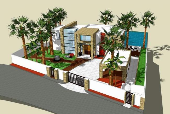 Sketchup别墅模型|独栋别墅，现代风格