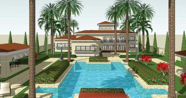 Sketchup别墅模型|独栋别墅，西班牙风格