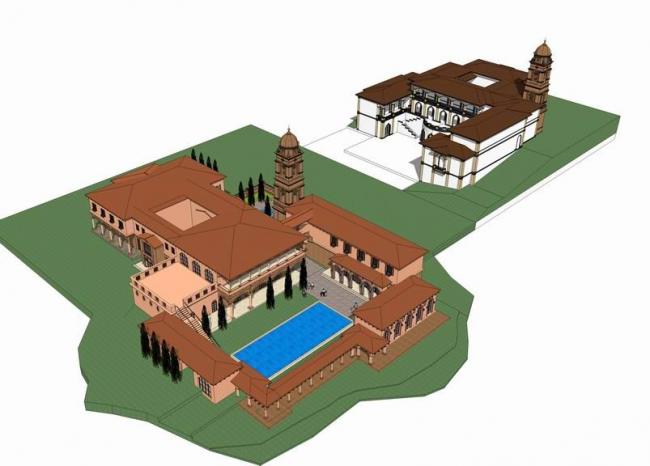 Sketchup别墅模型|独栋别墅，西班牙，古典风格，欧式