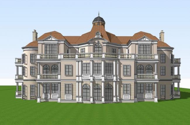Sketchup别墅模型|独栋别墅，多层会所，法式，古典风格