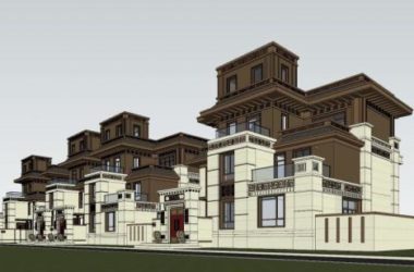 Sketchup别墅模型|联排别墅,中式风格,居住建筑-BIM建筑网