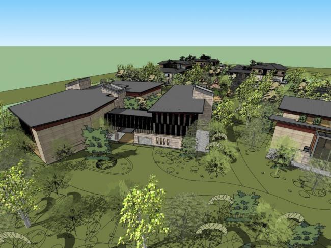 Sketchup别墅模型|联排别墅，别墅群，现代风格