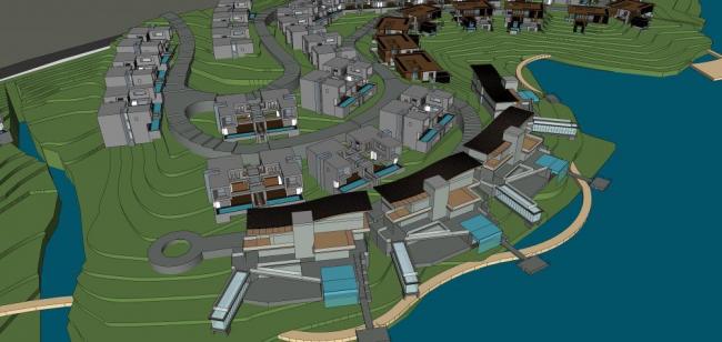 Sketchup别墅模型|联排别墅，别墅群，度假别墅，现代风格