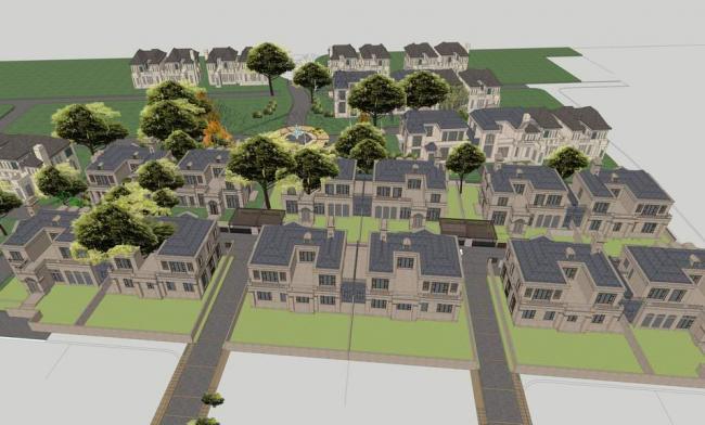 Sketchup别墅模型|独栋别墅，法式，古典风格，双拼别墅，别墅群