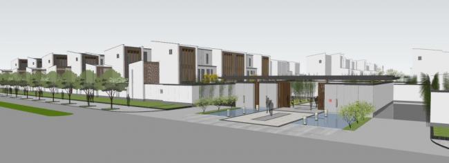 Sketchup别墅模型|联排别墅，新中式风格，东方新古典