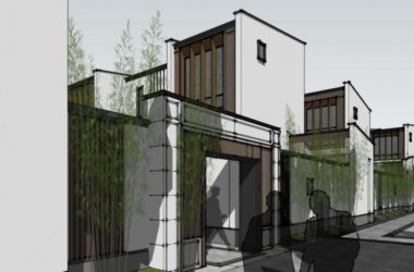 Sketchup别墅模型|联排别墅,新中式风格,东方新古典-BIM建筑网