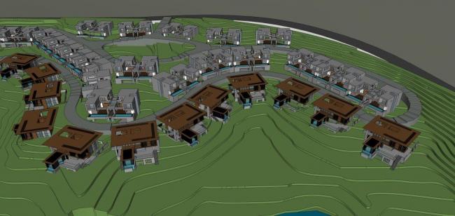 Sketchup别墅模型|独栋别墅，山地别墅，现代风格，多层
