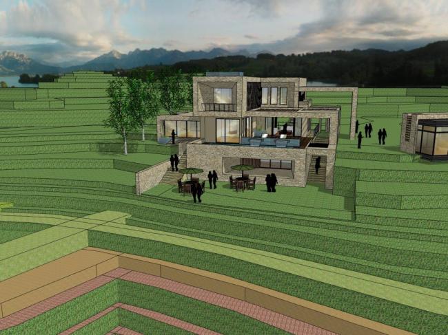 Sketchup别墅模型|独栋别墅，山地别墅，现代风格，多层