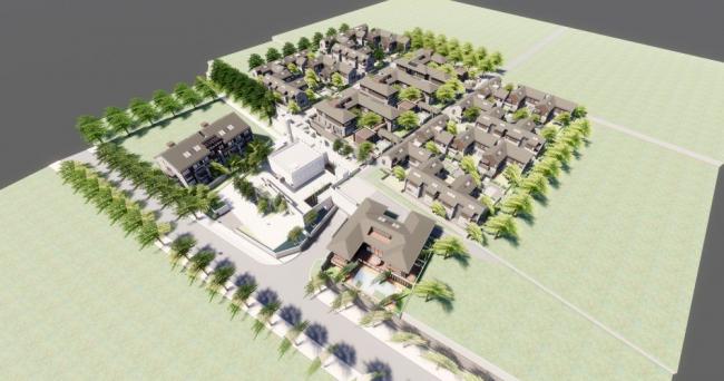 Sketchup别墅模型|联排别墅，新中式风格