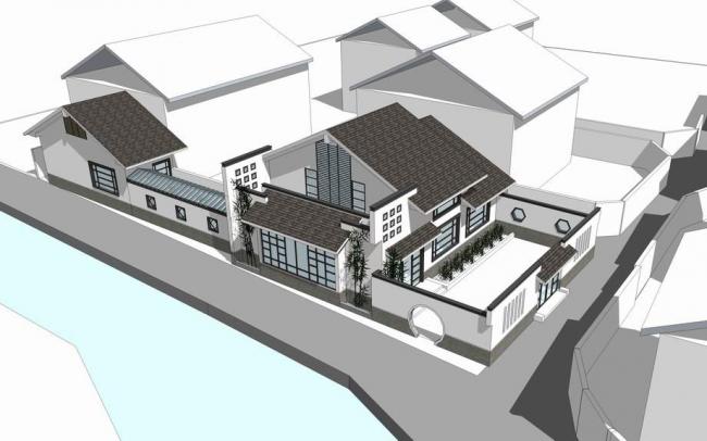 Sketchup别墅模型|独栋别墅，中式风格，居住建筑
