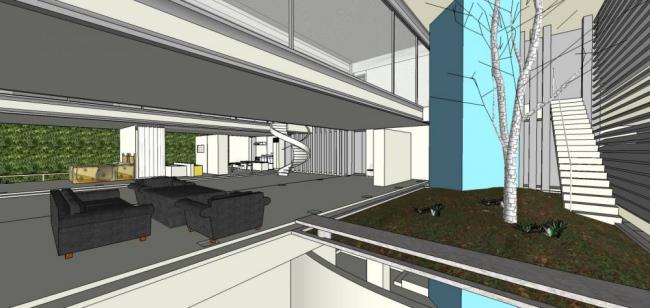 Sketchup别墅模型|独栋别墅，现代风格，多层，室内，家装，客厅，卧室，居住建筑