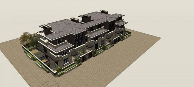 Sketchup别墅模型|联排别墅，草原风，多层，居住建筑，古典风格