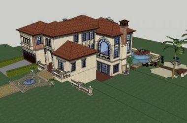 Sketchup别墅模型|山地别墅,西班牙风格,居住建筑,独栋别墅,多层,欧式-BIM建筑网