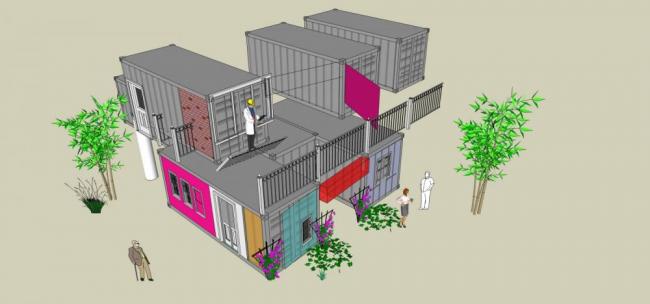 Sketchup别墅模型|集装箱式，居住建筑，多层，现代风格