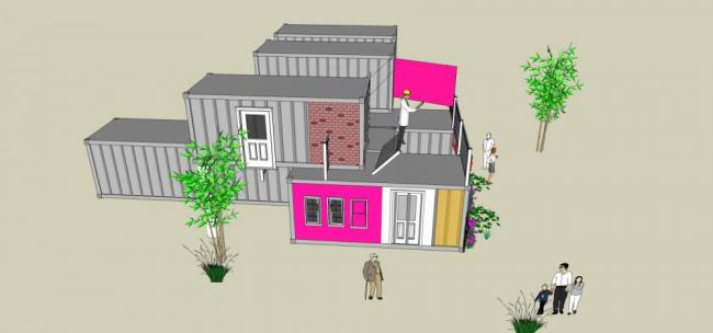 Sketchup别墅模型|集装箱式，居住建筑，多层，现代风格