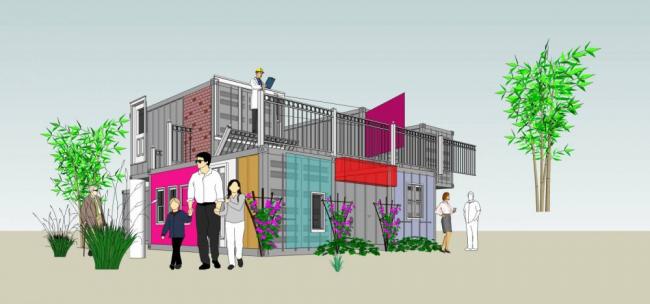 Sketchup别墅模型|集装箱式，居住建筑，多层，现代风格