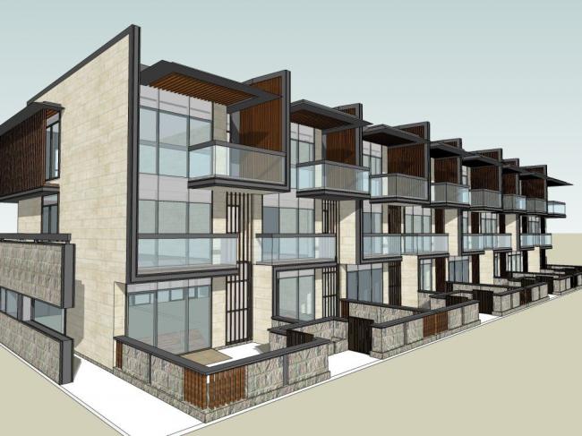 Sketchup别墅模型|联排别墅，现代风格