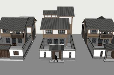 Sketchup别墅模型|独栋别墅,别墅群体,中式风格-BIM建筑网