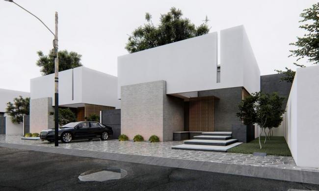 Sketchup别墅模型|联排别墅，现代风格