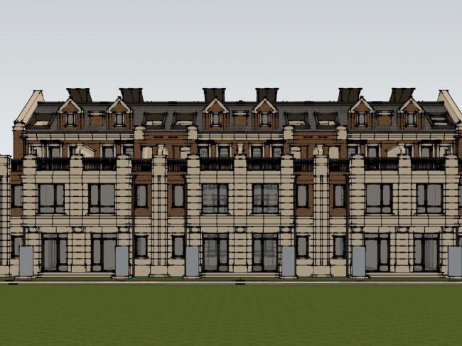 Sketchup别墅模型|联排别墅，多层花园洋房，古典风格