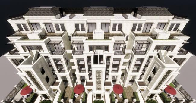 Sketchup别墅模型|联排别墅，法式风格，多层花园洋房，古典风格