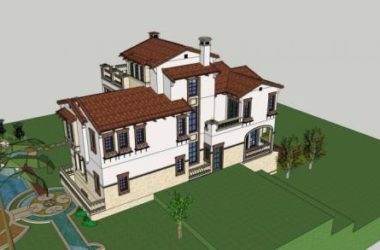 Sketchup别墅模型|叠拼别墅，独栋别墅，西班牙风格，古典风格-BIM建筑网