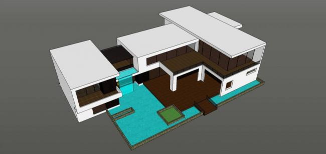 Sketchup别墅模型|独栋别墅，现代风格