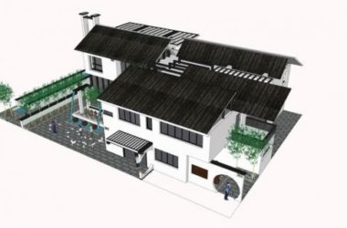 Sketchup别墅模型|住宅设计，别墅，新中式风格，景观设计-BIM建筑网