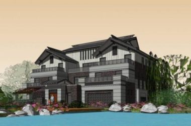 Sketchup别墅模型|独栋别墅，新中式风格-BIM建筑网