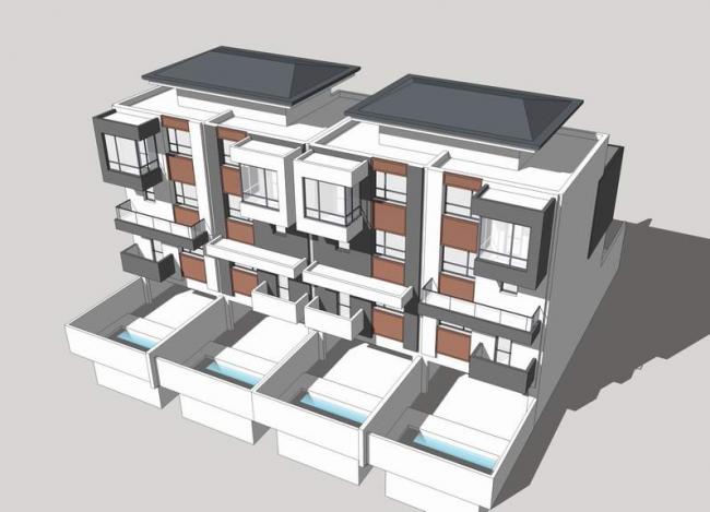 Sketchup别墅模型|联排别墅，叠拼别墅，中式风格