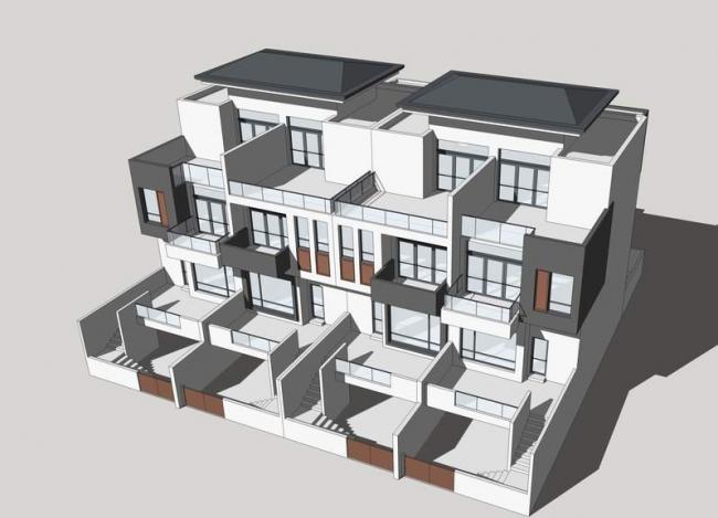 Sketchup别墅模型|联排别墅，叠拼别墅，中式风格
