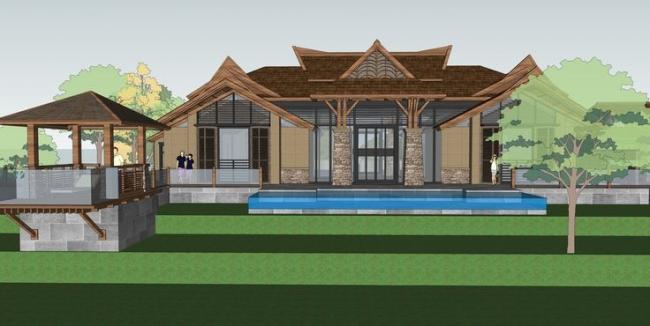 Sketchup别墅模型|多层山地住宅，别墅，院落，东南亚风格，景观设计，水景