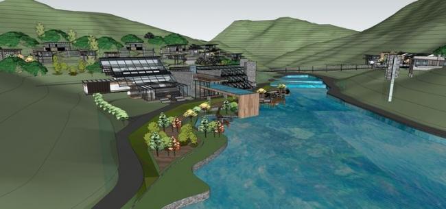 Sketchup别墅模型|现代风格，山地别墅建筑群，酒店，水景